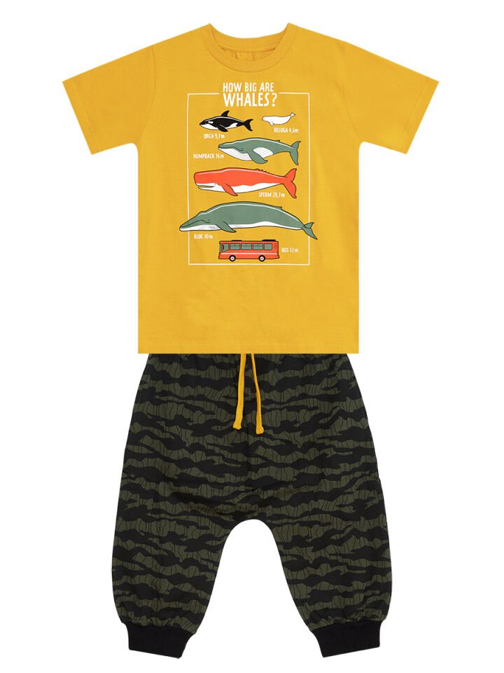 Big Whales Erkek Çocuk T-shirt Kapri Takım 10 Y - Hardal, Haki