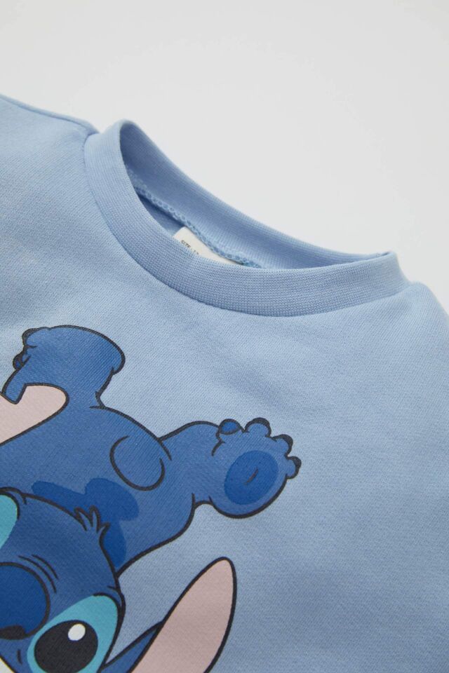 Kız Bebek 2'li Takım Disney Lilo & Stitch Sweatshirt Üst Beli Lastikli Desenli  Uzun İspanyol Paça Alt