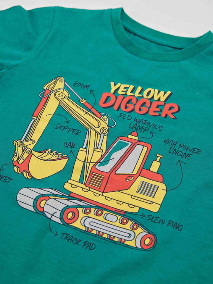 Yellow Digger Erkek Çocuk T-shirt Kapri Şort Takım 3 Y - Yeşil, Lacivert
