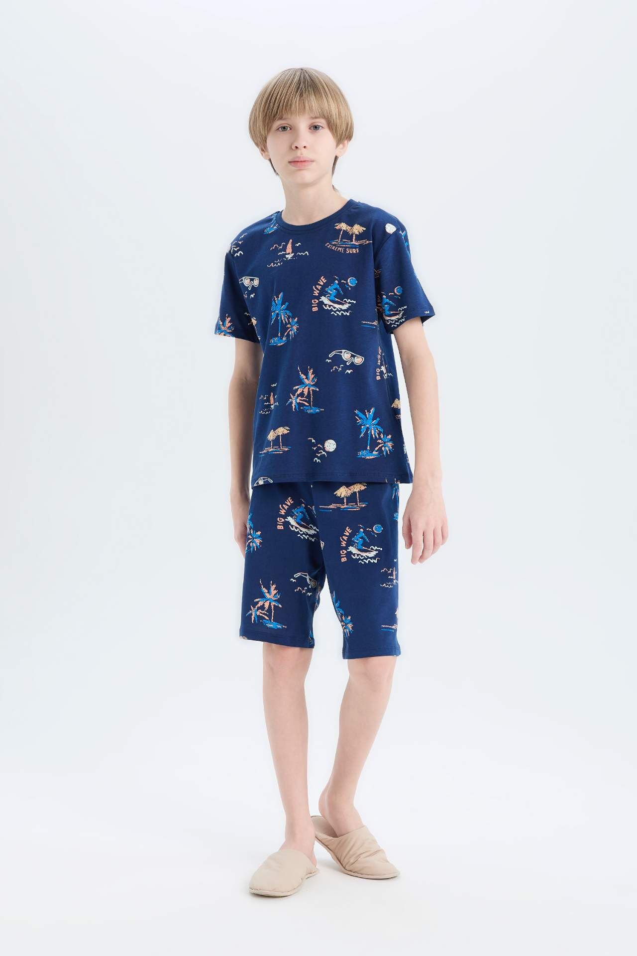 Erkek Çocuk Pijama Takımı Desenli Kısa Kollu Üst Şort