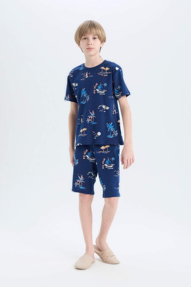 Erkek Çocuk Pijama Takımı Desenli Kısa Kollu Üst Şort