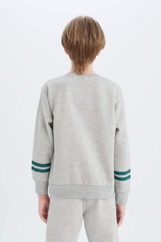 Erkek Çocuk Bisiklet Yaka Baskılı Kalın Sweatshirt