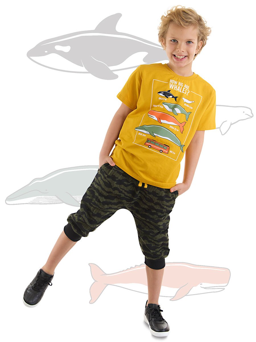 Big Whales Erkek Çocuk T-shirt Kapri Takım 8 Y - Hardal, Haki