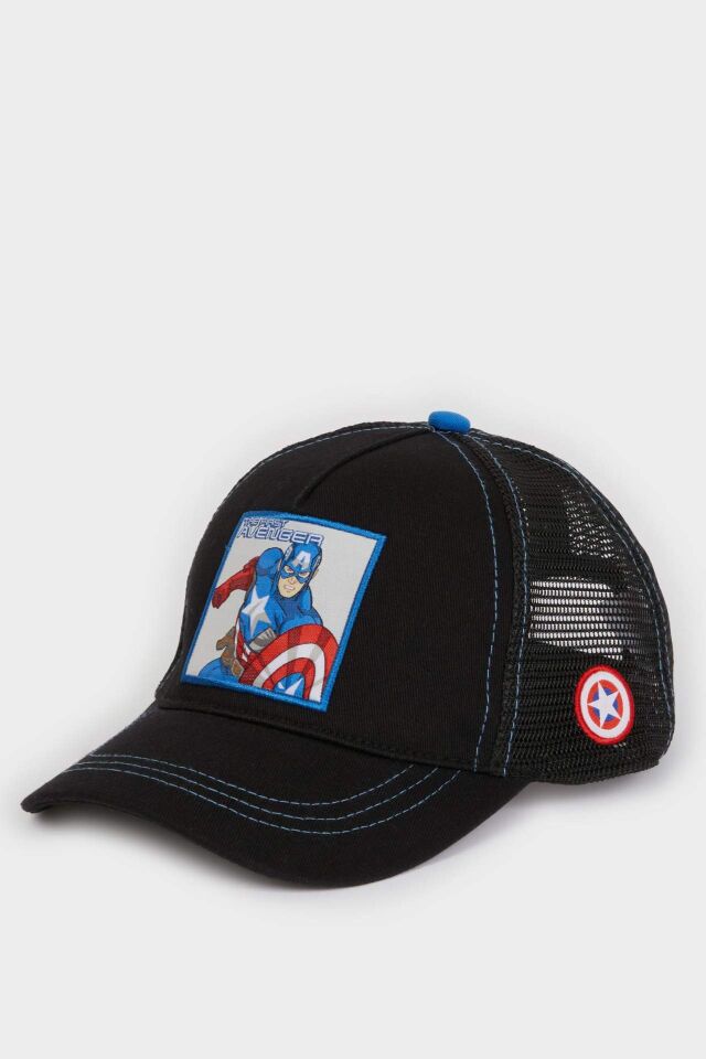 Erkek Çocuk Marvel Avengers Etiket Baskılı Pamuklu Cap Şapka