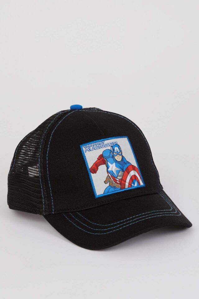 Erkek Çocuk Marvel Avengers Etiket Baskılı Pamuklu Cap Şapka