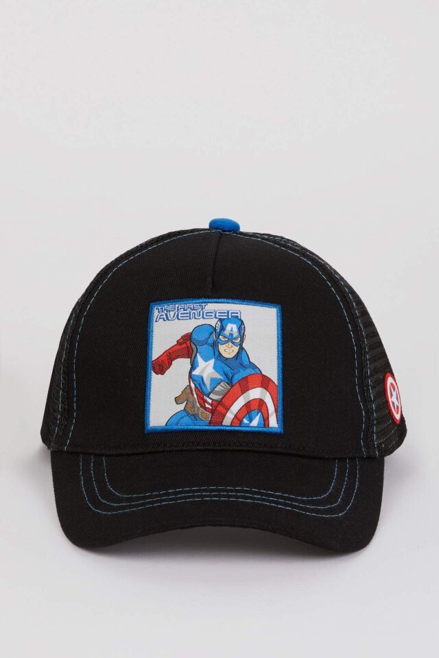 Erkek Çocuk Marvel Avengers Etiket Baskılı Pamuklu Cap Şapka