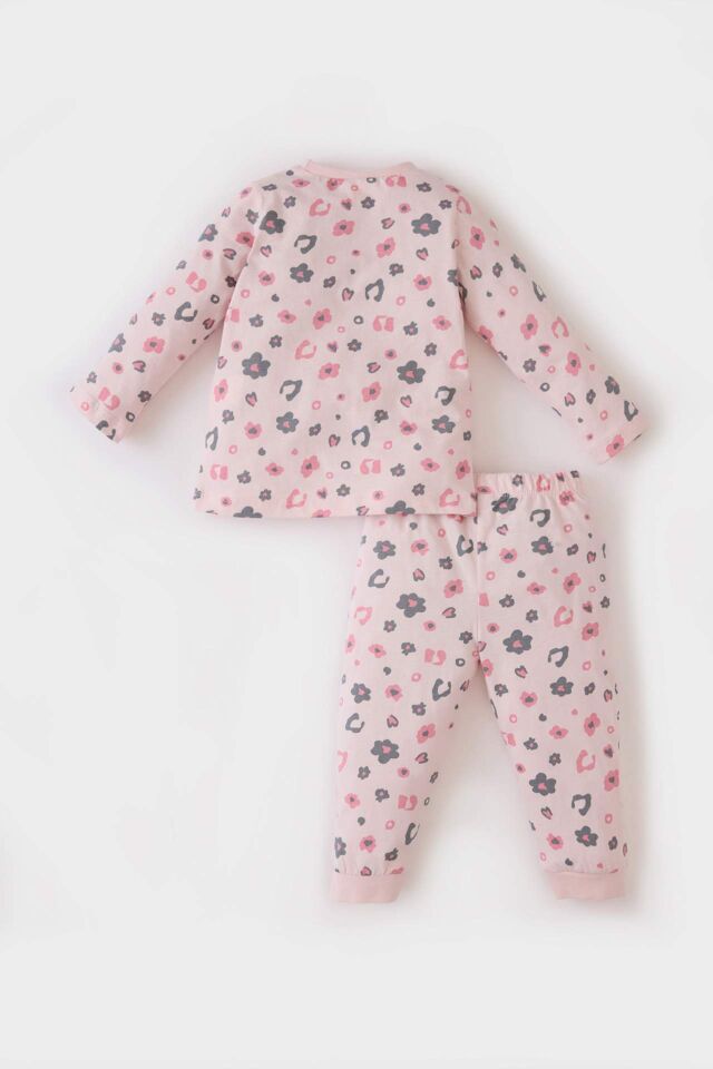 Kız Bebek Pijama Takımı Desenli Uzun Kollu Penye Üst Beli Lastikli Alt