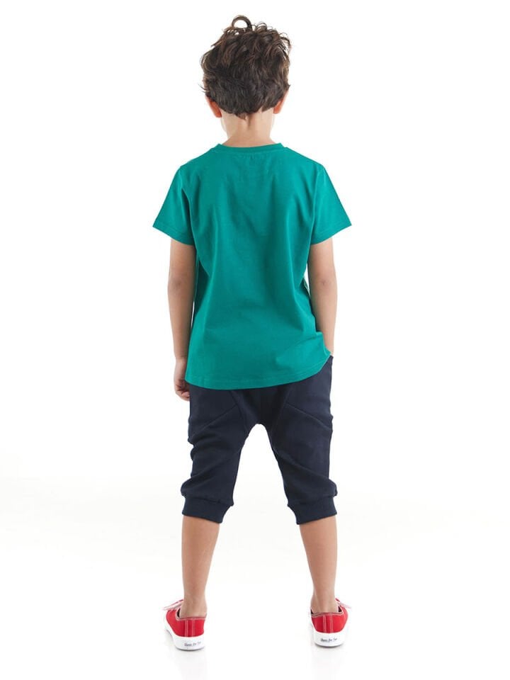 Yellow Digger Erkek Çocuk T-shirt Kapri Şort Takım 7 Y - Yeşil, Lacivert