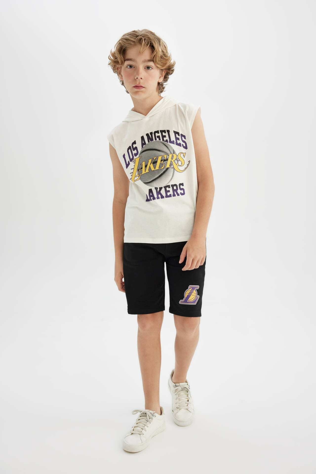 Erkek Çocuk NBA Los Angeles Lakers 2'li Takım Kapüşonlu Atlet Şort