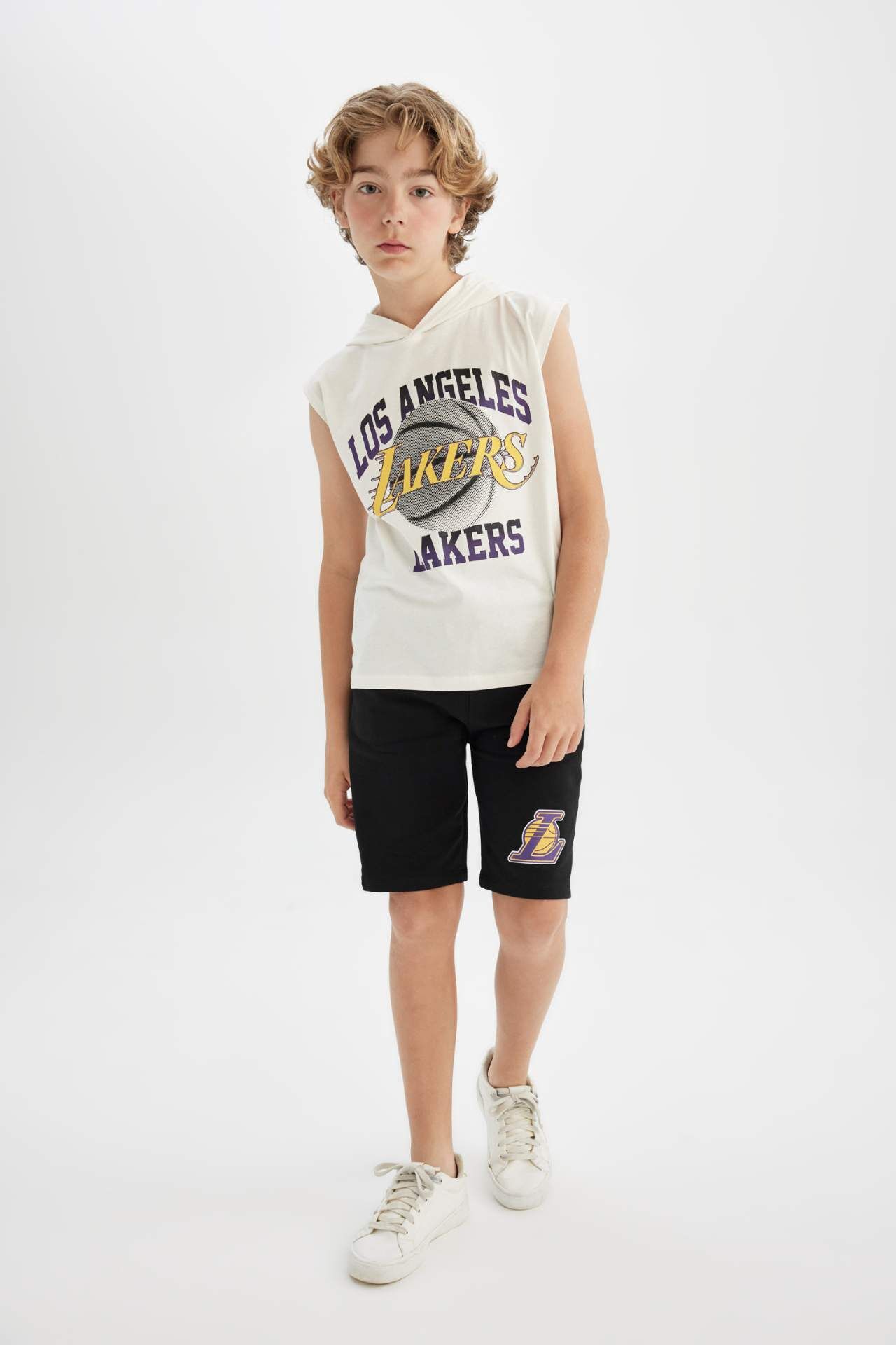 Erkek Çocuk NBA Los Angeles Lakers 2'li Takım Kapüşonlu Atlet Şort