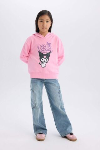 Kız Çocuk Hatsune Miku Oversize Geniş Kalıp Kapüşonlu Sweatshirt