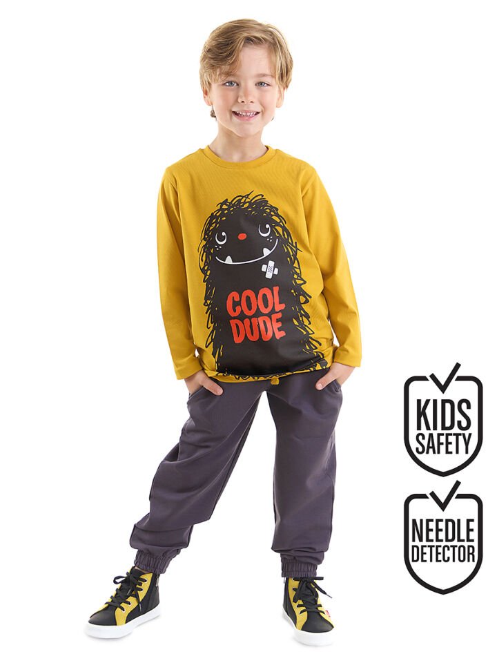 Cool Dude Erkek Çocuk T-shirt Pantolon Takım 6 Y - Gri, Hardal