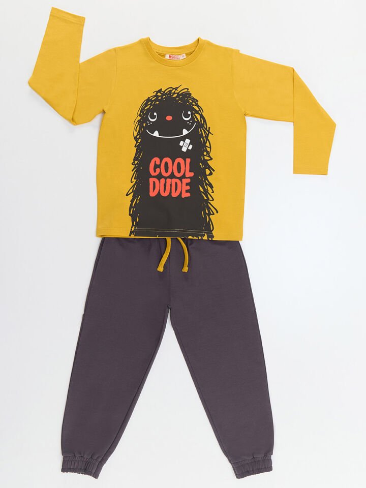 Cool Dude Erkek Çocuk T-shirt Pantolon Takım 6 Y - Gri, Hardal