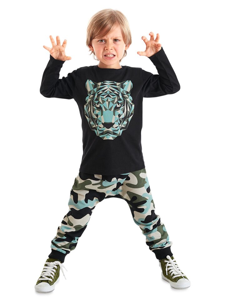 Kamuflaj Kaplan Erkek Çocuk T-shirt Pantolon Takım 6 Y - Karışık