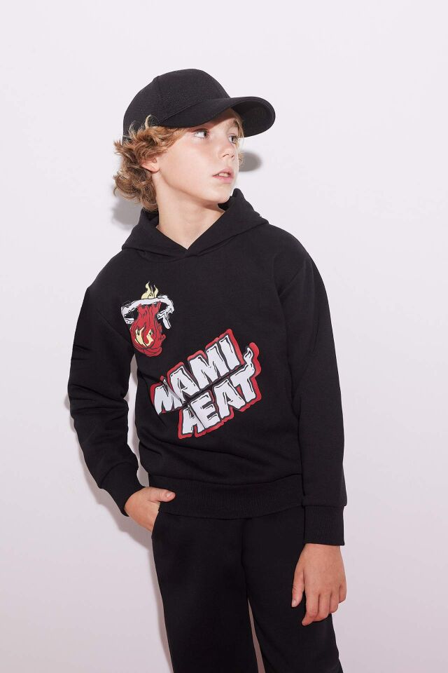 Erkek Çocuk NBA Miami Heat Kapüşonlu Kalın Sweatshirt