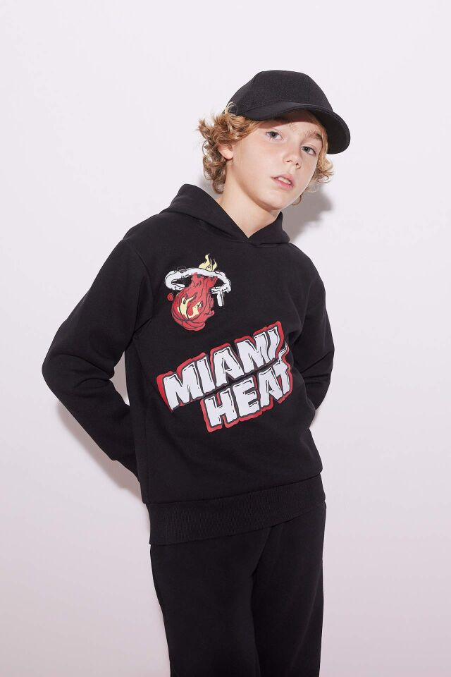 Erkek Çocuk NBA Miami Heat Kapüşonlu Kalın Sweatshirt