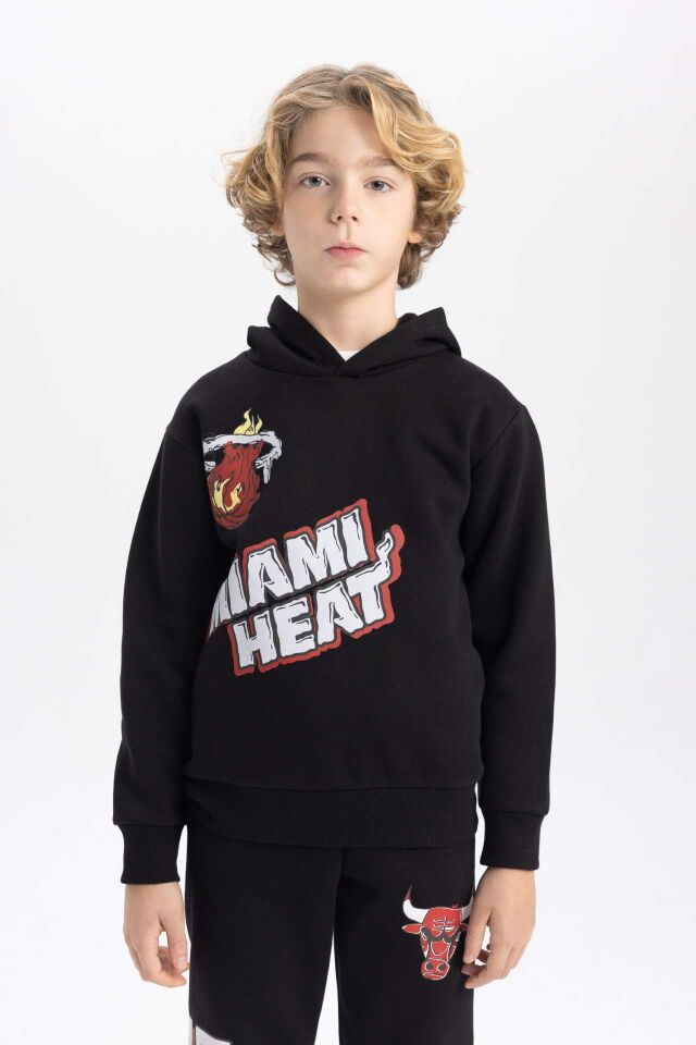 Erkek Çocuk NBA Miami Heat Kapüşonlu Kalın Sweatshirt