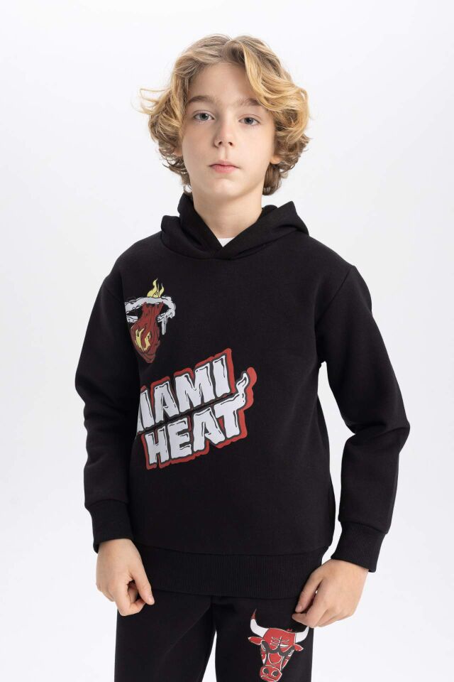 Erkek Çocuk NBA Miami Heat Kapüşonlu Kalın Sweatshirt