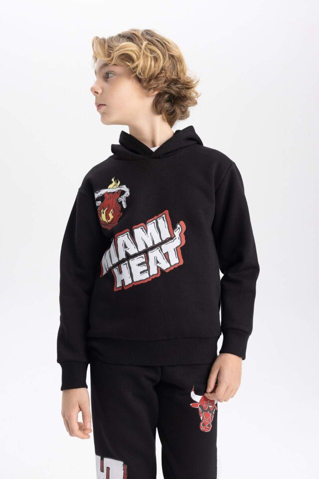 Erkek Çocuk NBA Miami Heat Kapüşonlu Kalın Sweatshirt