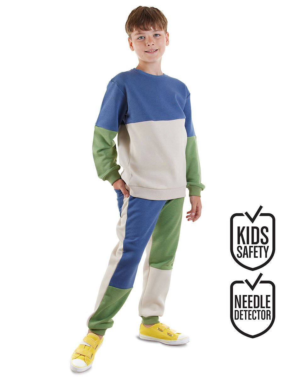 Renk Bloklu Erkek Çocuk Eşofman Takım