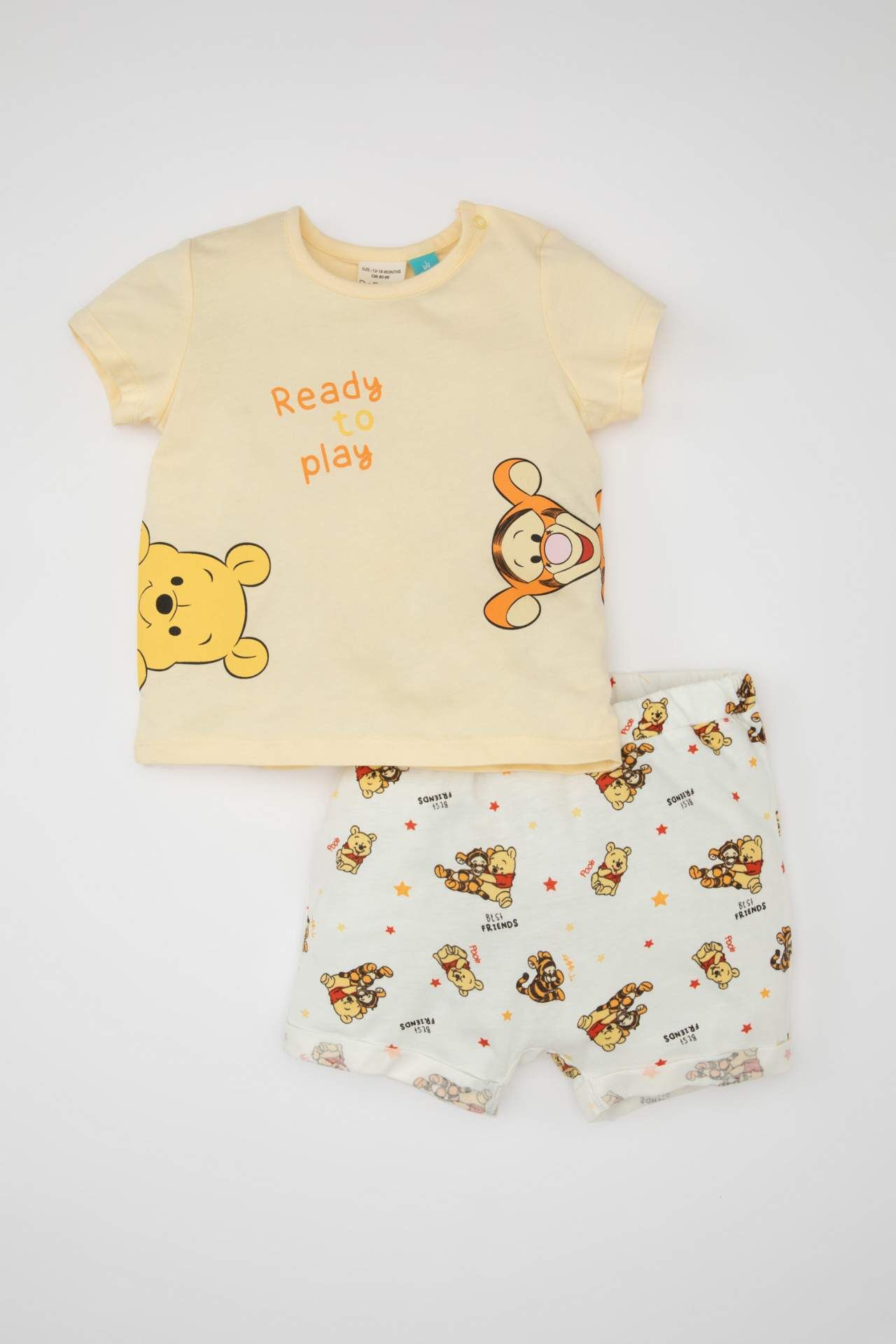 Erkek Bebek 2'li Takım Disney Winnie The Pooh Penye Kısa Kollu Tişört Şort