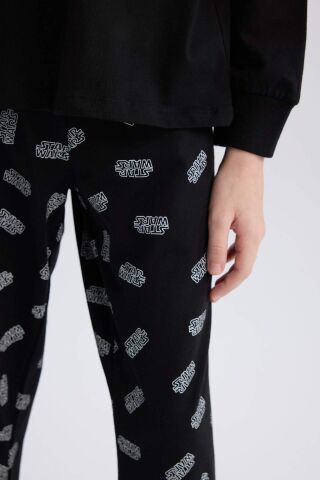 Erkek Çocuk Star Wars Pijama Takımı Bisiklet Yaka Uzun Kollu Üst Uzun Alt
