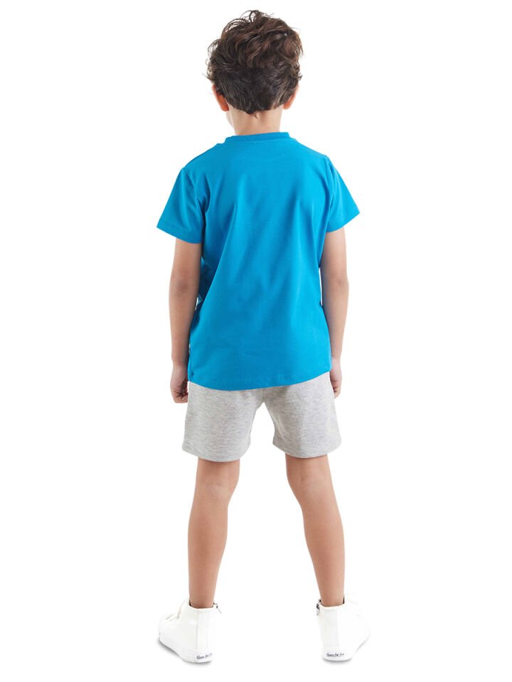 Robot Erkek Çocuk T-shirt Şort Takım 4 Y - Mavi, Gri