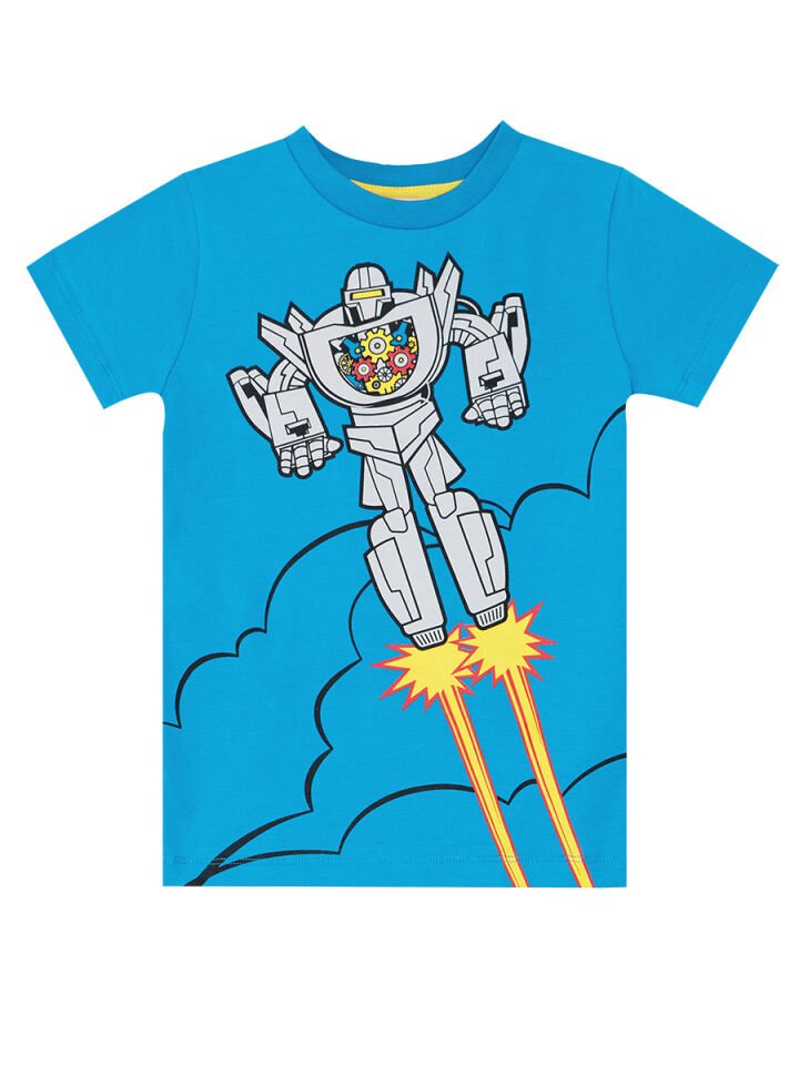 Robot Erkek Çocuk T-shirt Şort Takım 5 Y - Mavi, Gri