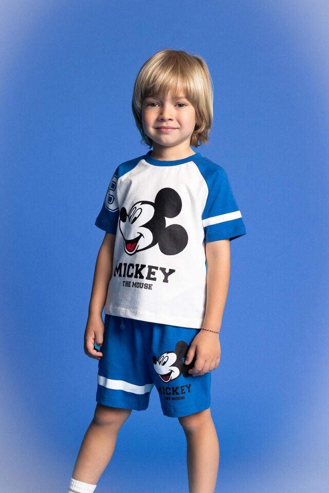 Erkek Bebek Disney Mickey & Minnie Bisiklet Yaka Kısa Kollu Tişört