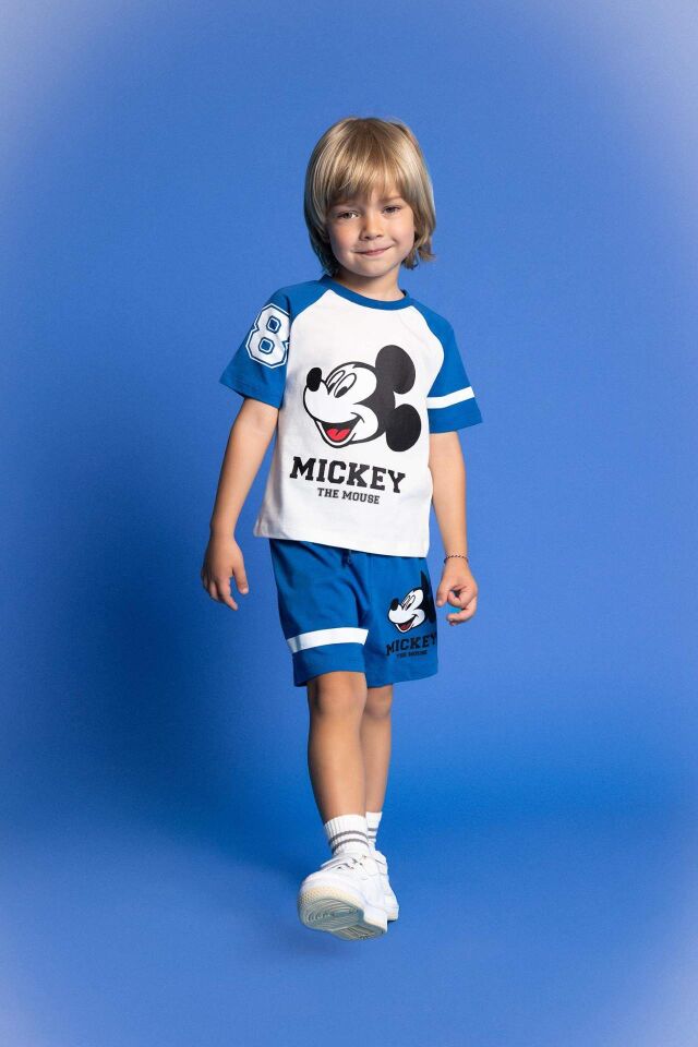 Erkek Bebek Disney Mickey & Minnie Bisiklet Yaka Kısa Kollu Tişört