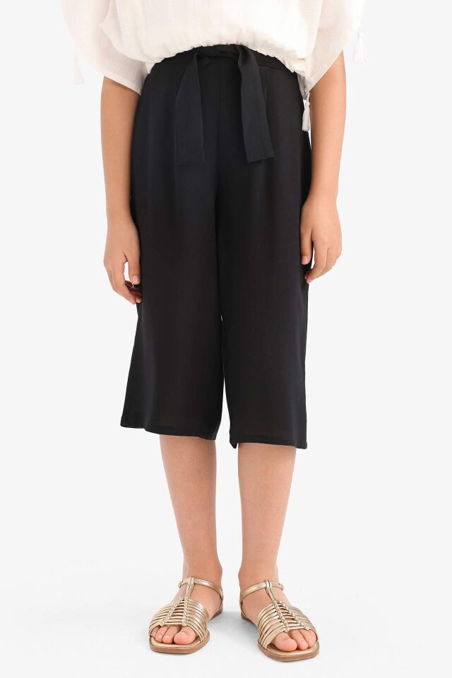 Kız Çocuk Culotte Geniş Paça Viskon Kapri