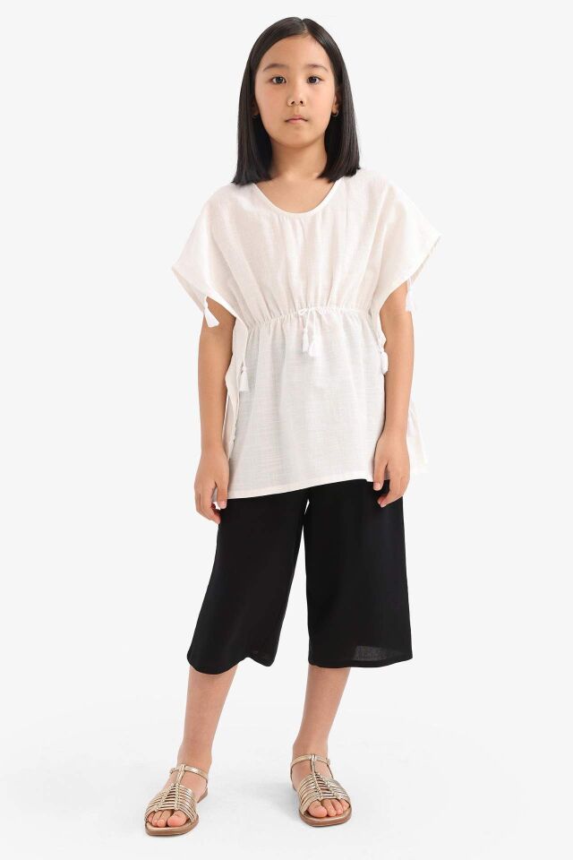 Kız Çocuk Culotte Geniş Paça Viskon Kapri
