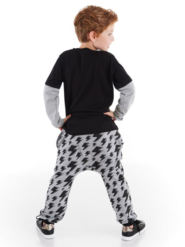 Rock On Star Erkek Çocuk T-shirt Pantolon Takım 7 Y - Siyah, Gri