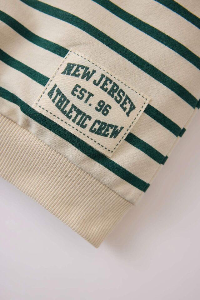 Erkek Bebek Bisiklet Yaka Çizgili Sweatshirt