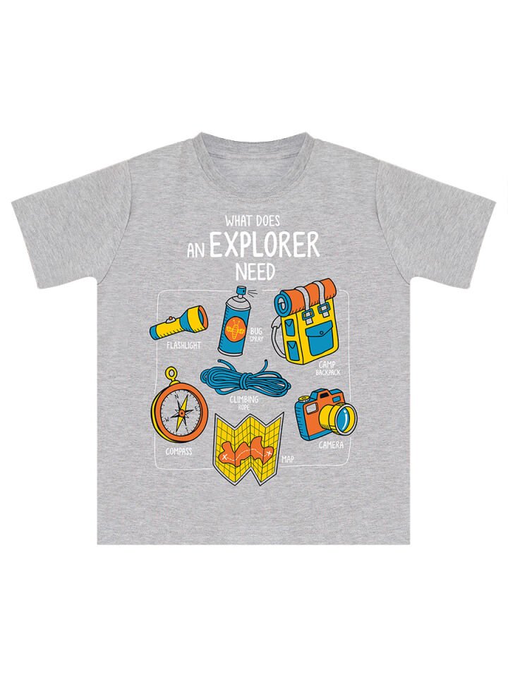 Explorer Erkek Çocuk T-shirt Şort Takım 8 Y - Gri, Mavi