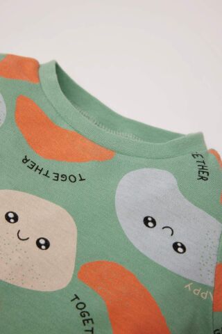 Erkek Bebek Pijama Takımı Desenli Bisiklet Yaka Uzun Kollu Üst Uzun Alt