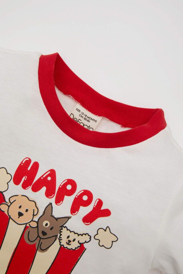 Erkek Bebek Pijama Takım Baskılı Penye Kısa Kollu Üst Beli Lastikli Şort Alt