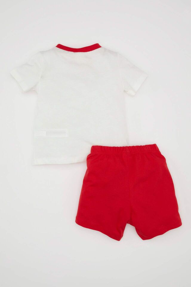 Erkek Bebek Pijama Takım Baskılı Penye Kısa Kollu Üst Beli Lastikli Şort Alt