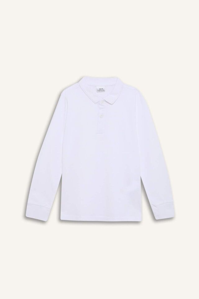 Erkek Çocuk Pike Basic Düz Uzun Kollu Polo Tişört