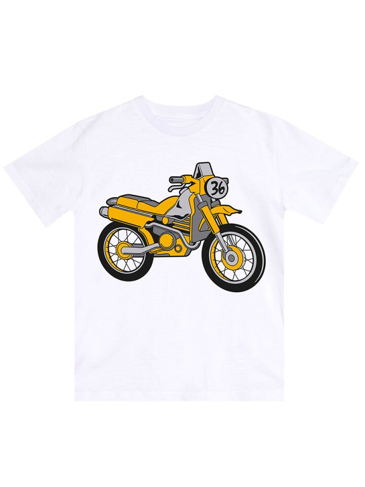 Motorcycle Erkek Çocuk T-shirt Şort Takım 4 Y - Beyaz