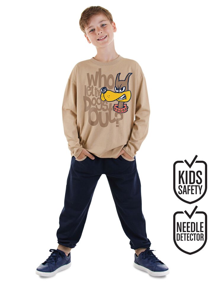 Who Erkek Çocuk T-shirt Pantolon Takım 8 Y - Bej