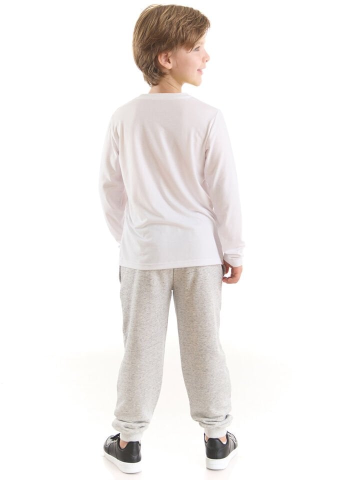 İnşaat Araçları Erkek Çocuk T-shirt Pantolon Takım 4 Y - Gri, Beyaz