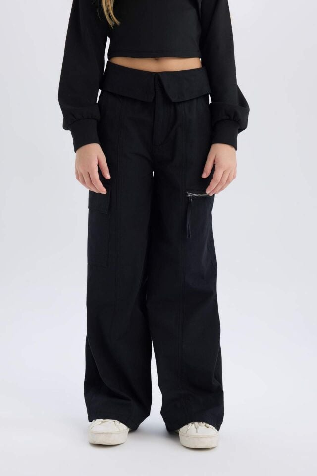 Kız Çocuk Wide Leg Kargo Geniş Paça Pamuklu Pantolon