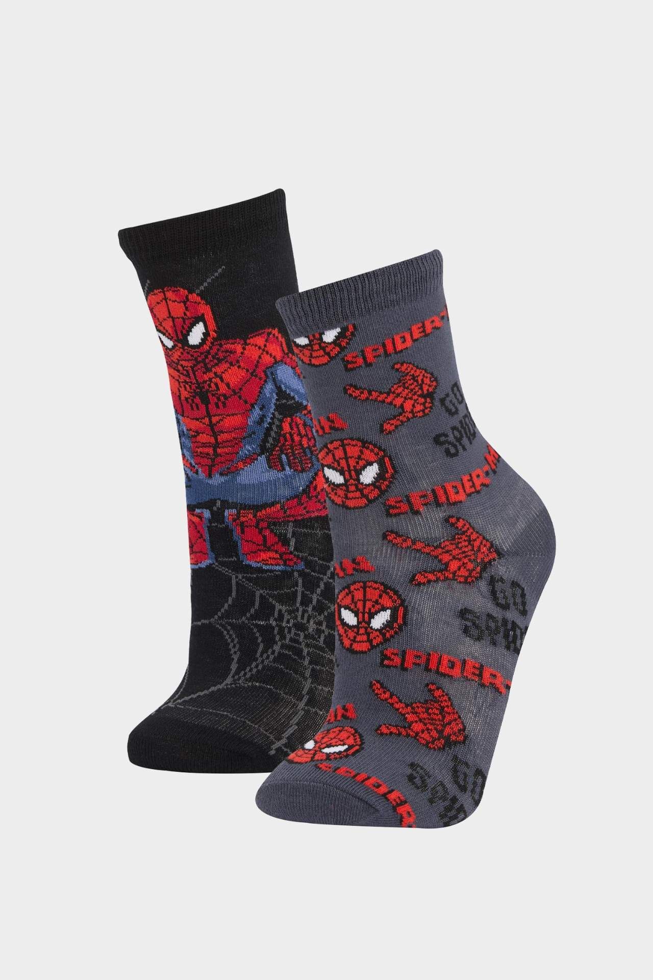 Erkek Çocuk Marvel Spiderman 2'li Pamuklu Uzun Çorap