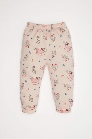 Kız Bebek Pijama Takımı Yılbaşı Temalı Uzun Kollu Üst Uzun Alt