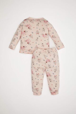 Kız Bebek Pijama Takımı Yılbaşı Temalı Uzun Kollu Üst Uzun Alt