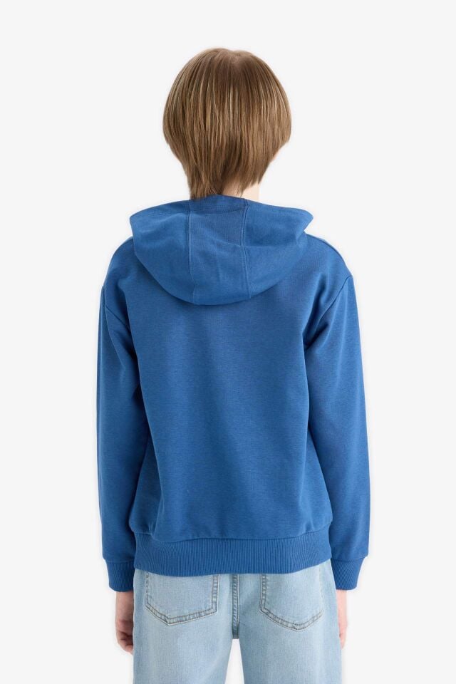 Erkek Çocuk Kapüşonlu Kanguru Cepli Baskılı Sweatshirt