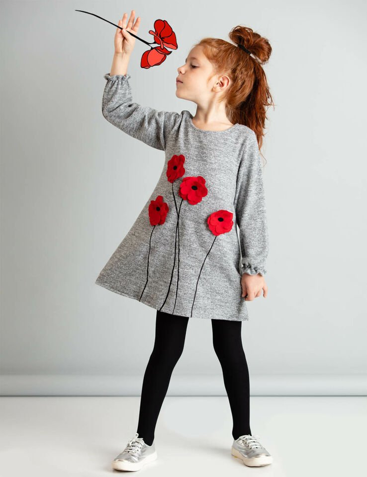 Poppy Kız Çocuk Elbise 5 Y - Gri
