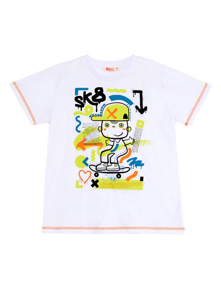 Kaykay Splash Erkek Çocuk T-shirt Kapri Takım 4 Y - Haki, Beyaz