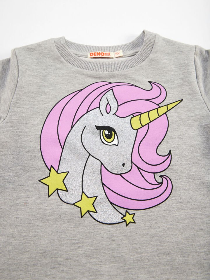 Unicorn Lila Kız Çocuk Eşofman Takım 5 Y - Gri, Lila